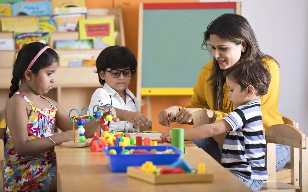 Early years pupils at work in a Jain Public School pre-school classroom